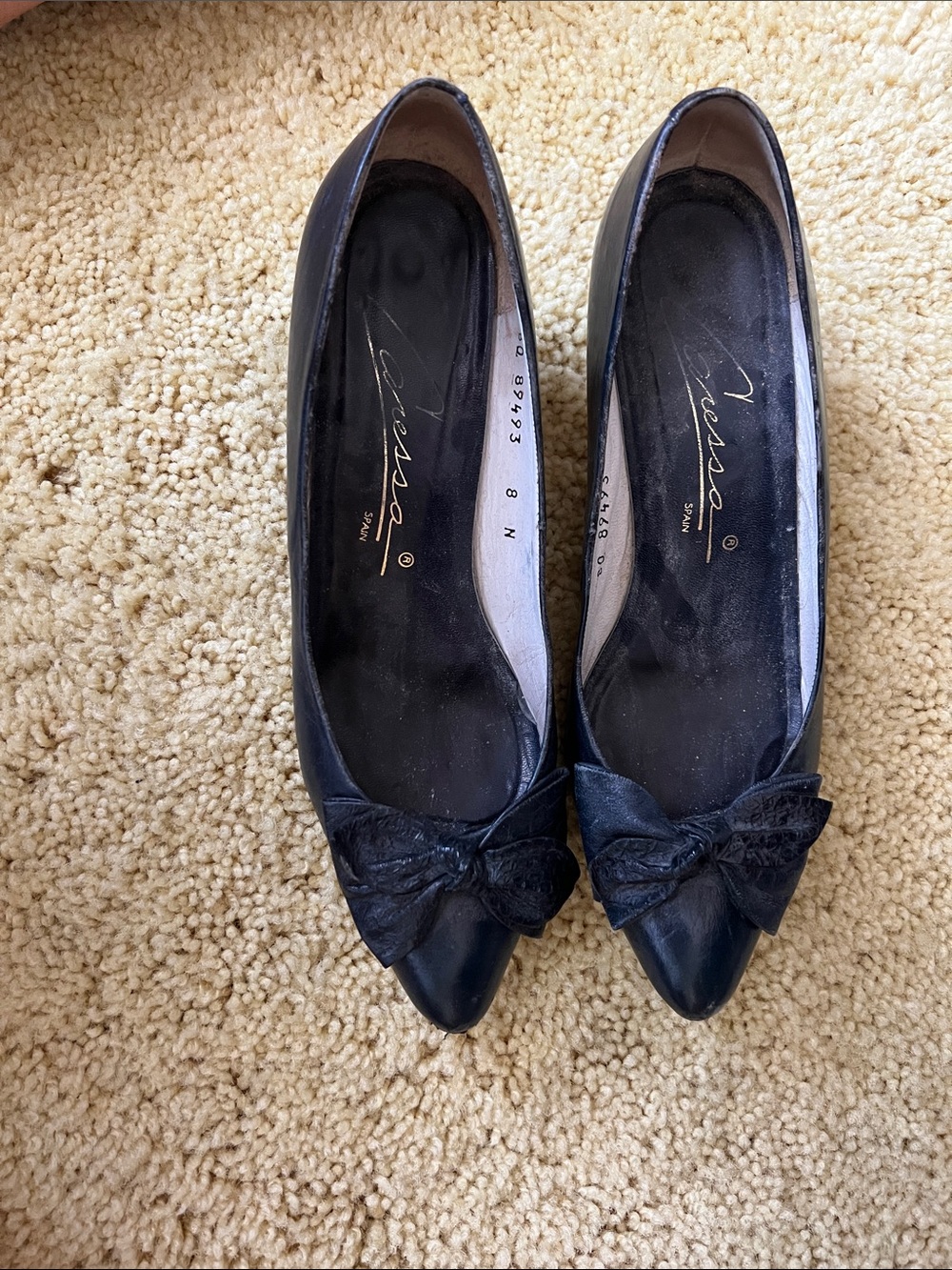 Caressa Navy Blue Pointed-Toe Bow Heels